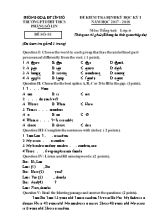 Đề kiểm tra định kỳ học kỳ I môn Tiếng Anh Lớp 6 - Đề số 01 - Năm học 2017-2018 - Trường PTDTBT THCS Phăng Sô Lin (Có đáp án)